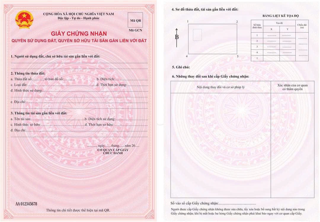 Mẫu sổ đỏ mới theo Luật Đất đai 2024